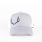 Ash/White Embroidered Open-Antler Trucker Cap