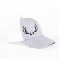 Ash/White Embroidered Open-Antler Trucker Cap