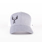 Ash/White Embroidered Crossed Antler Trucker Cap