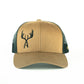 Camel/Black Embroidered Crossed Antlers Trucker Cap