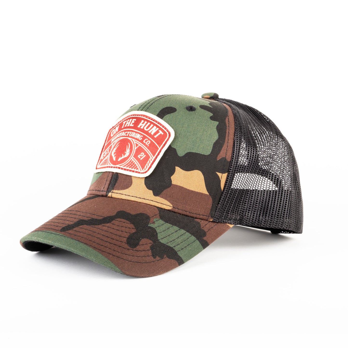 Forest Camo/Black Patch Trucker Cap