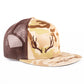 Scrub Camo/Brown Mesh Embroidered Open-Antler Trucker Cap (Flat Bill)