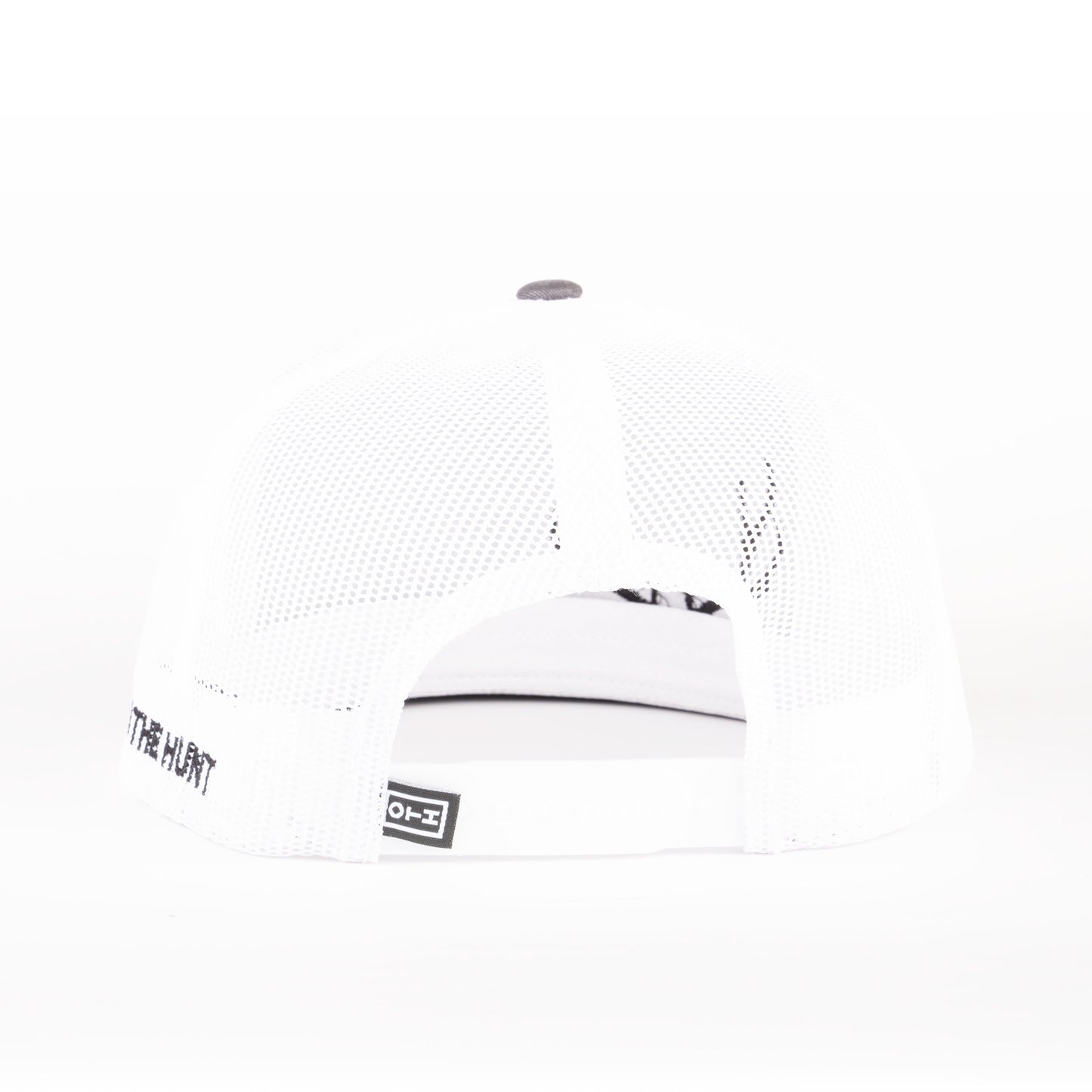 Charcoal/White Embroidered Open-Antler Trucker Cap (Flat bill)