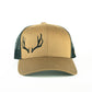 Camel/Black Embroidered Open Antlers Trucker Cap