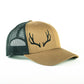 Camel/Black Embroidered Open Antlers Trucker Cap