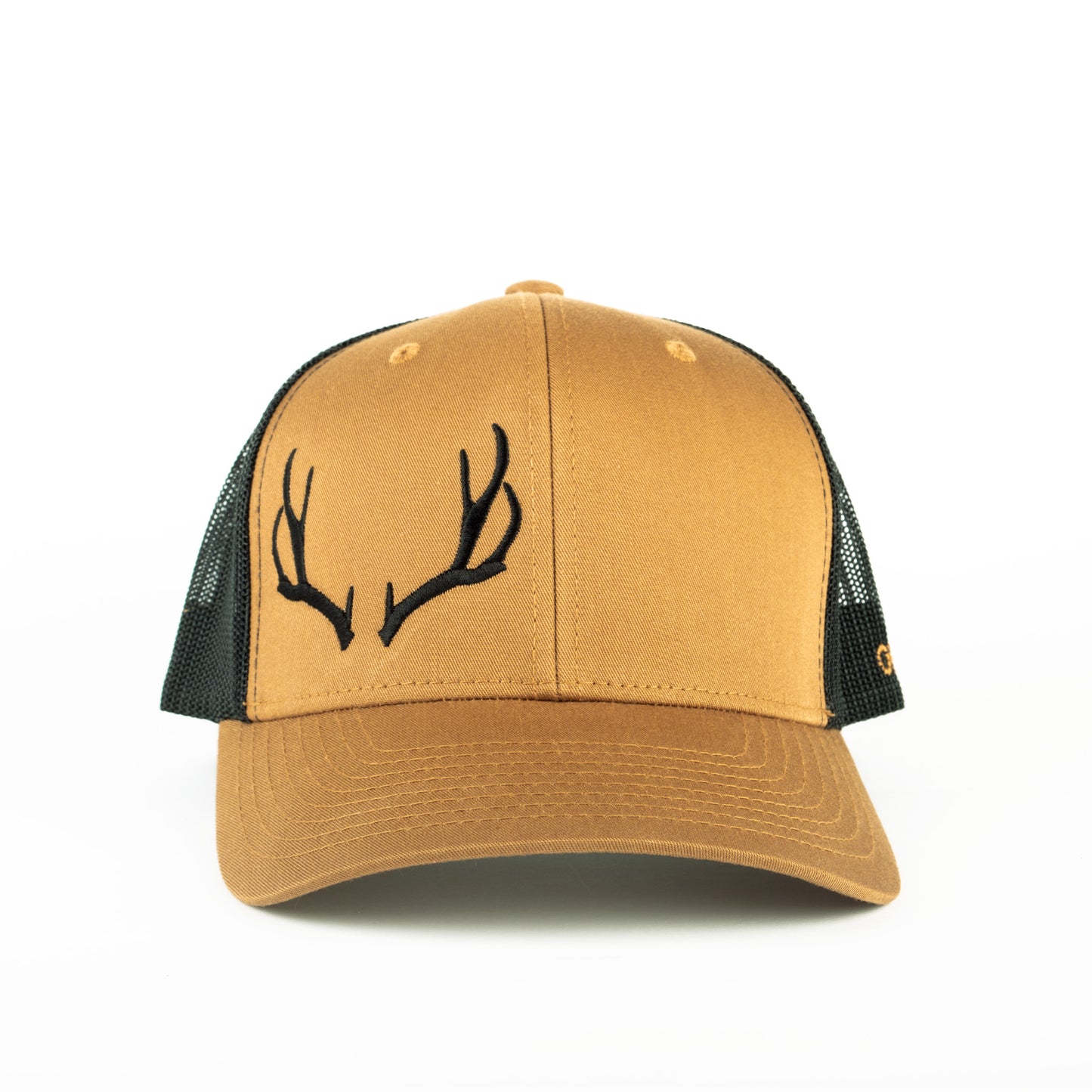 Coyote/Black Embroidered Open Antler Trucker Cap