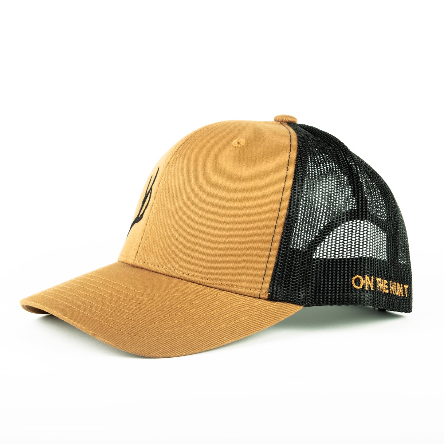 Coyote/Black Embroidered Open Antler Trucker Cap