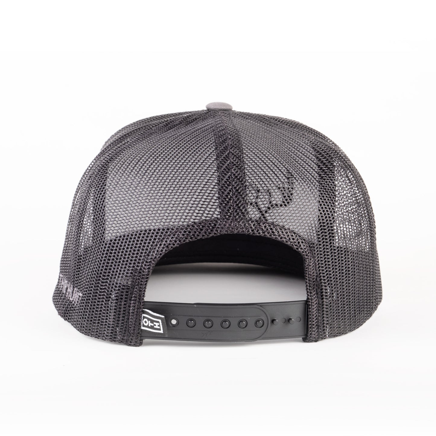 Charcoal/Black Embroidered Crossed Antler Trucker Cap (Flat Bill)