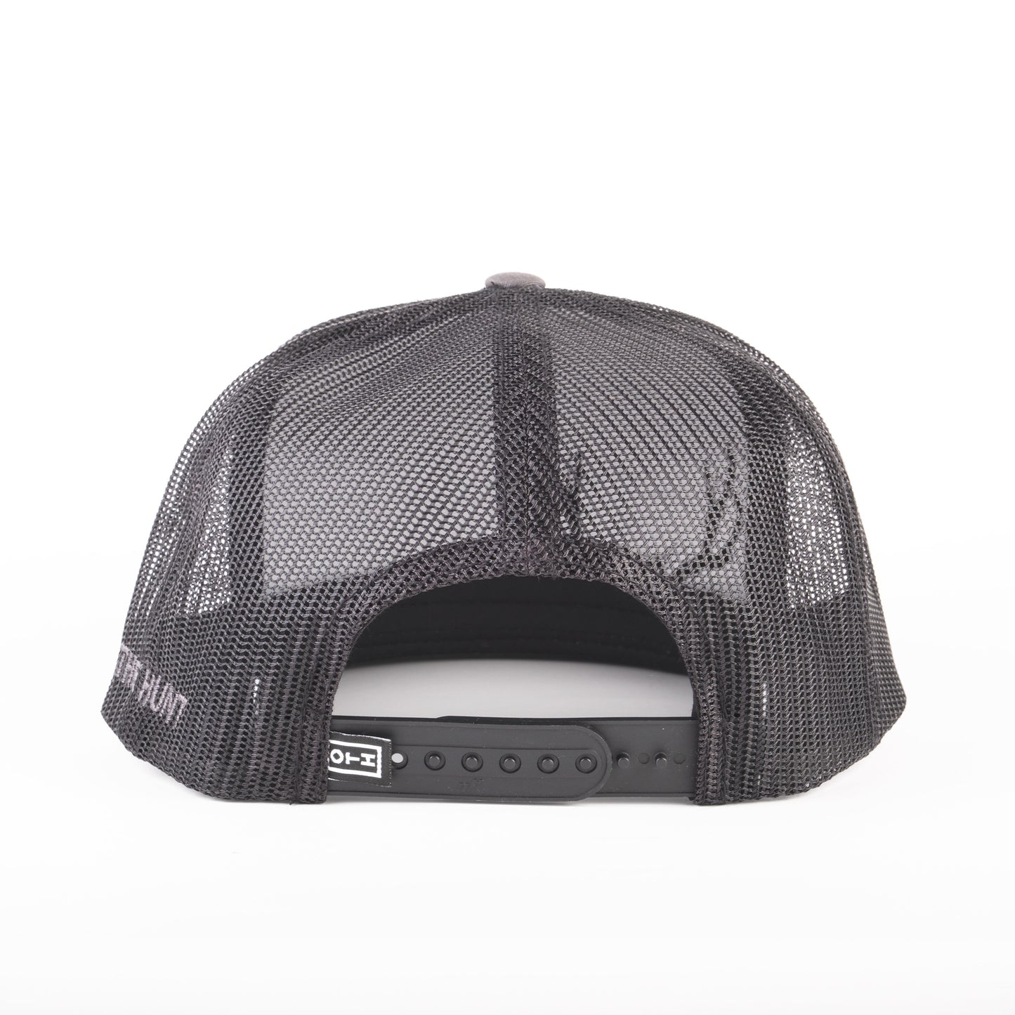 Charcoal/Black Embroidered Open Antler Trucker Cap (Flat Bill)