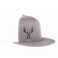 Charcoal/White Embroidered Crossed-Antler Trucker Cap (Flat Bill)