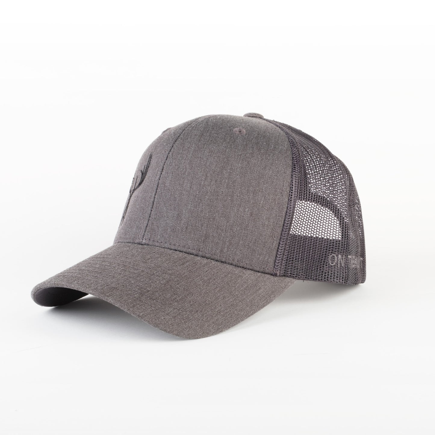 Charcoal/Coal  Embroidered Crossed Antler  Trucker Cap