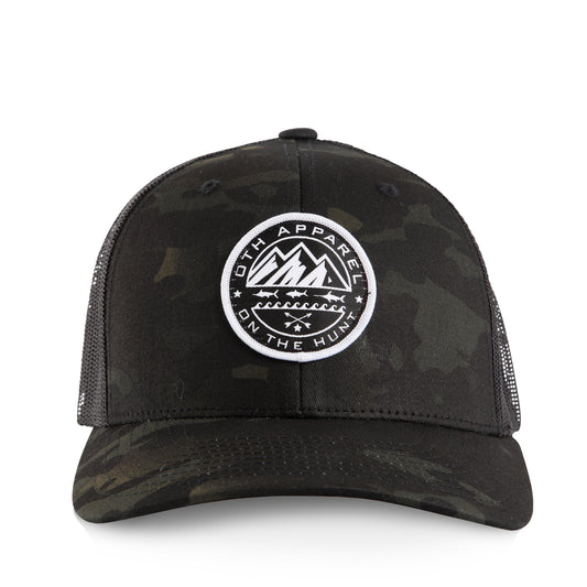 Charcoal Camo Mountain Badge Trucker Cap