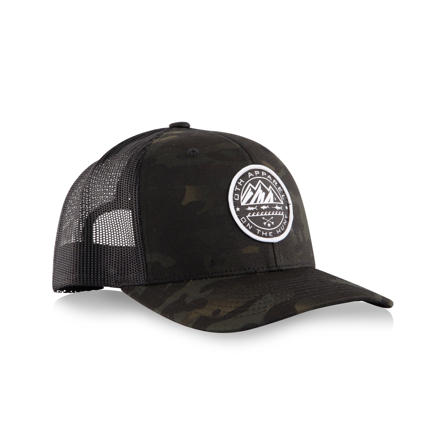 Charcoal Camo Mountain Badge Trucker Cap