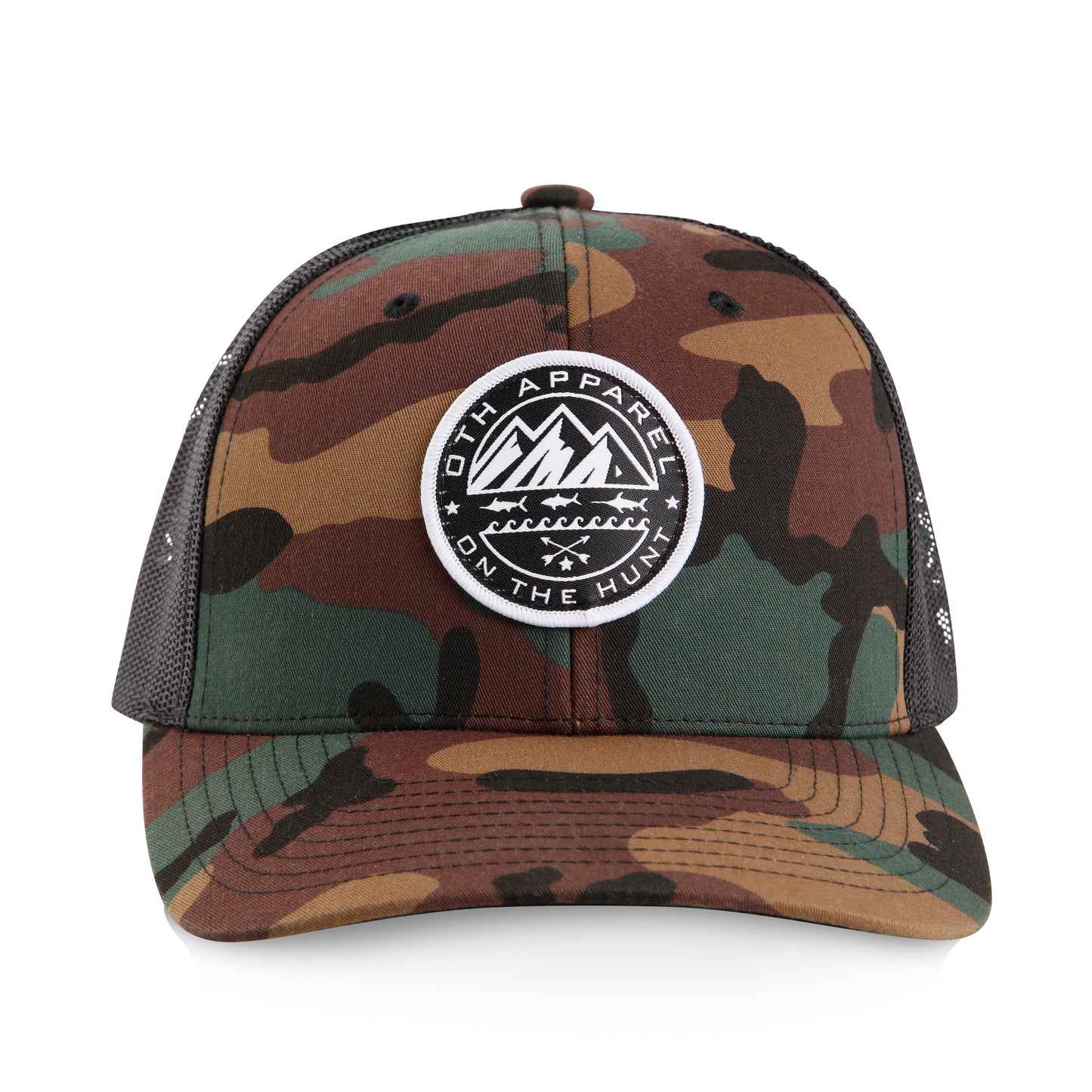 Camo & Mountain Badge Trucker Cap