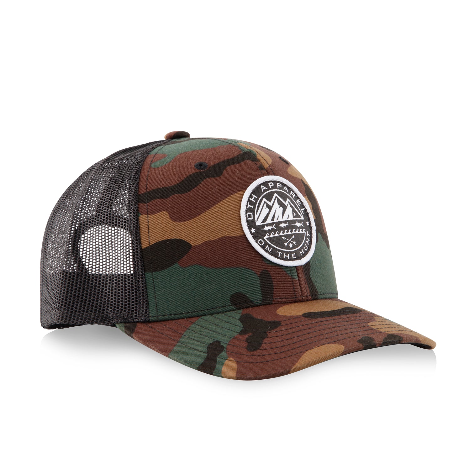 Camo & Mountain Badge Trucker Cap